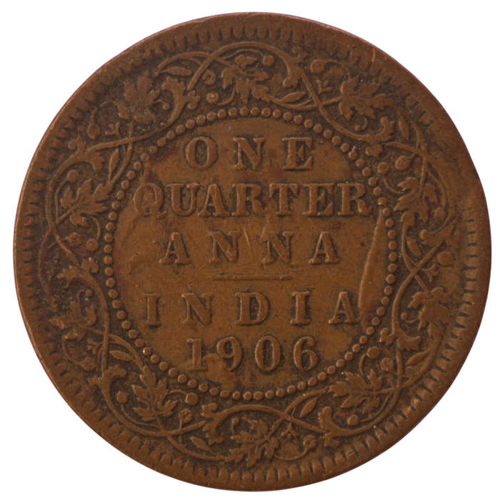 1906 India Copper 1/4 Anna KM#501