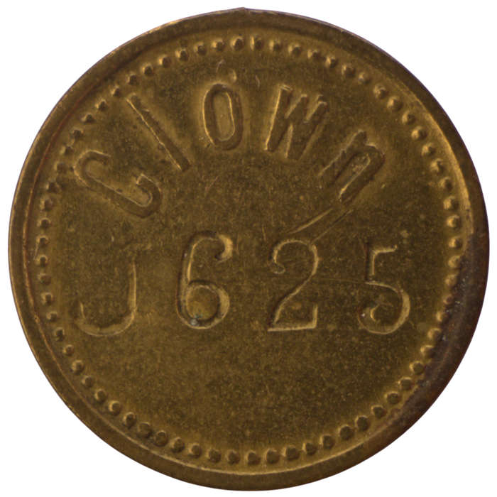 United Kingdom Clown 2 Pence Brass Arcade Token counterstamped "J625"