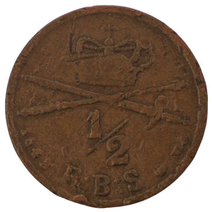 1843 Denmark Copper Rigsbank 1/2 Skilling, rim nicks and scratch on portrait