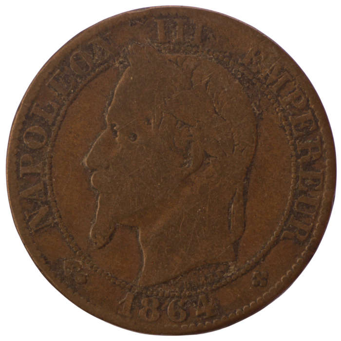 1864 France Strasbourg, Bronze 5 Centimes KM#797