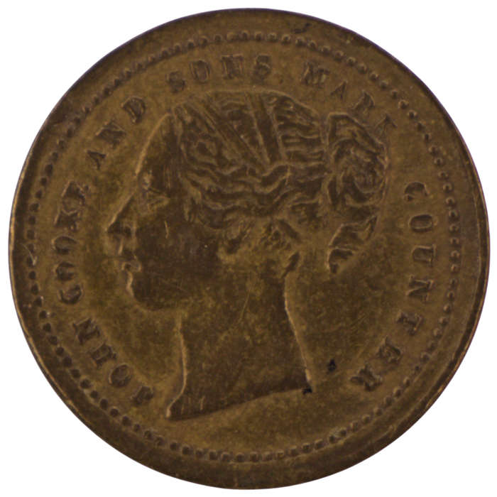 John Cooke and Sons Victorian Half Sovereign counter token 13.5mm brass