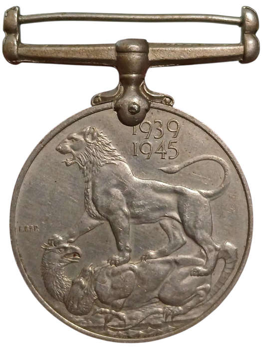 1939-1945 South Africa Full Size War Medal without Ribbon, Rim numbered #C272632 "C Sangion" 36mm