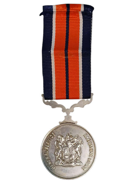 1989 South Africa Full Size General Service Medal with Ribbon, Type 1 Uniface Suspender, Issued to #