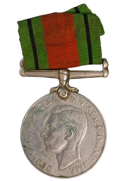 1945 WWII Commonwealth Forces Full Size Defence Medal with Ribbon, Issued to "#N17394 F Mookie" 37mm