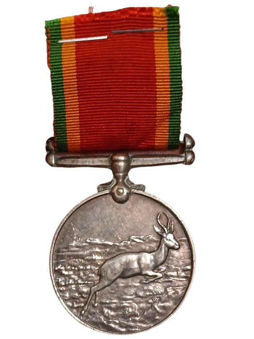 1943 WWII African Full Size Service Medal .925 Silver with Ribbon "J.W.N. 572553" rim very worn,