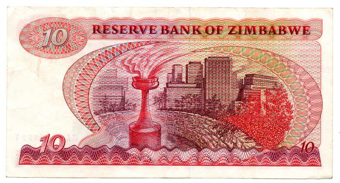 1983 Zimbabwe Harare $10, Signature 2 Pick#2b, creasing present
