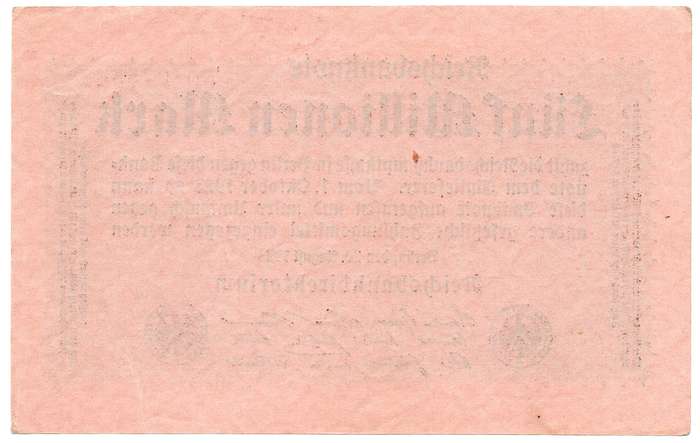 1923 German Reichsbank 5 Million Mark, Private issue (Firmendruck) Firmendruck 1 Or 2 Letters with 1