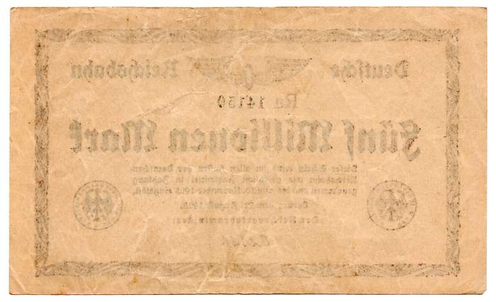 1923 German Berlin Reichsbanknote 5 Million Mark