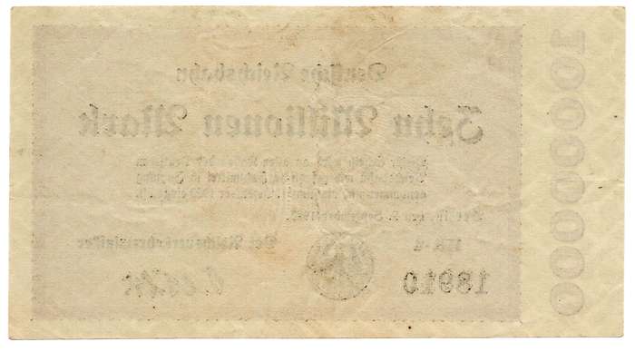 1923 German Prussian province of Berlin Weimar Republic 10 Million Mark