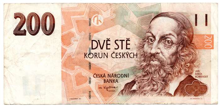 1998 Czech Republic 200 Korun Pick#19 folds and creasing