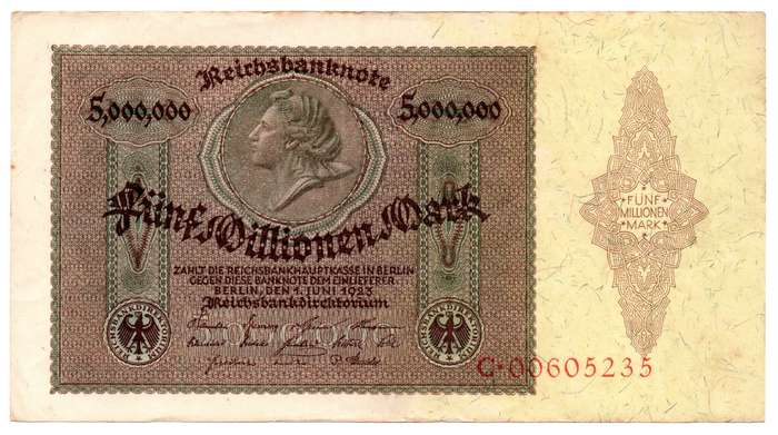 1923 German Berlin Reichsbanknote 5 Million Mark Pick#90