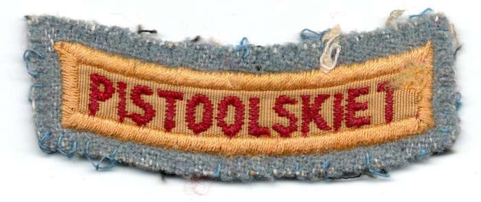 South Africa woven cloth proficiency badge "Pistoolskiet" 70 × 23 mm