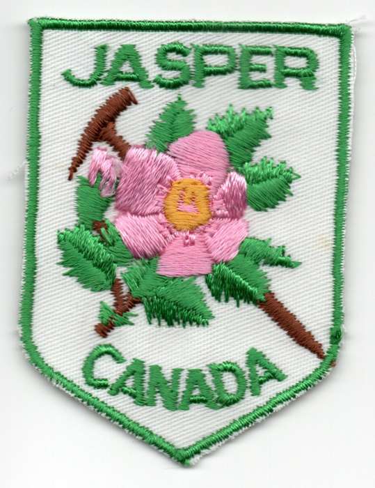 Canada Jasper Alberta Wild Rose Rock Pick Souvenir Embroidered Patch 50mm x 69mm