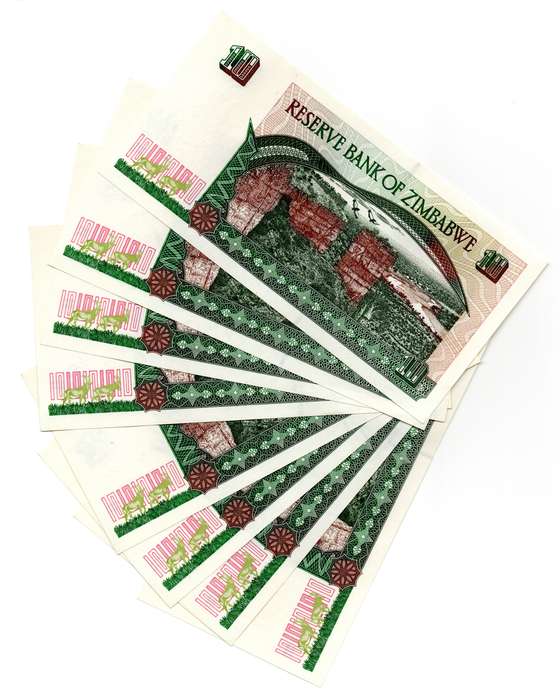 Lot of 19 x Consecutive 1997 Zimbabwe 10 Dollars "CZ1970475 to CZ1970493" Pick#6a
