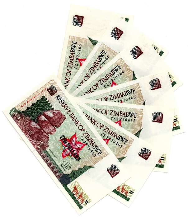Lot of 15 x Consecutive 1997 Zimbabwe 10 Dollars "CZ1970460 to CZ1970474" Pick#6a