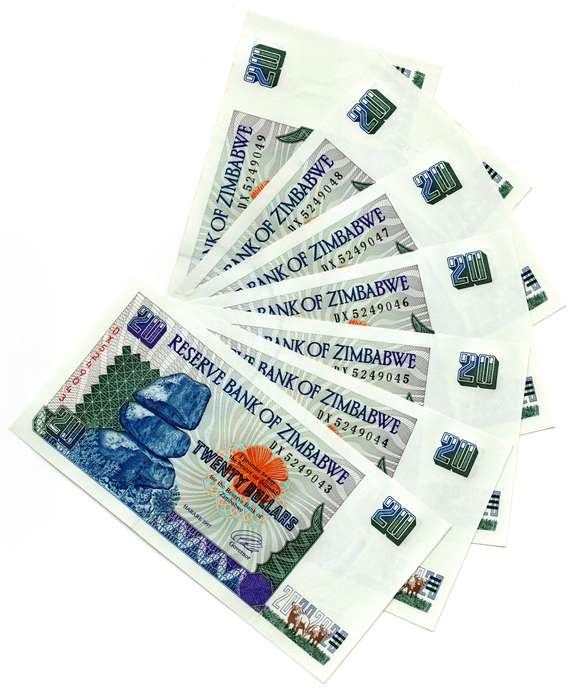Lot of 14 x Consecutive 1997 Zimbabwe 20 Dollars "DX5249036 to DX5249049" Pick#7a