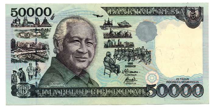 1995 Indonesia 50 000 Rupiah Pick#136, 10 x tiny staple holes