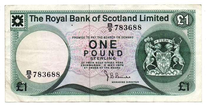 1976 Royal Bank of Scotland Limited 1 Pound Pick#336a