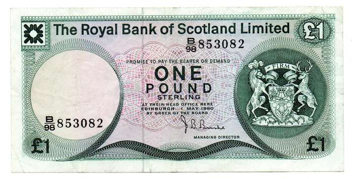 1976 Royal Bank of Scotland Limited 1 Pound Pick#336a