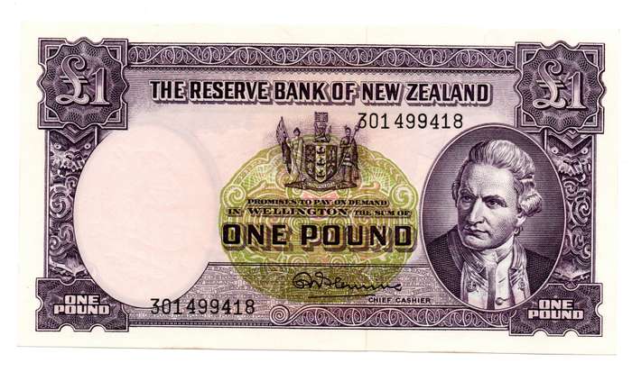 1940-67 Reserve Bank of New Zealand R. N. Flemming, 1 Pound Pick#159