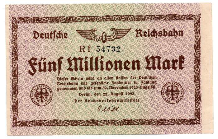 1923 German Berlin 500 Million Mark, left top corner tear