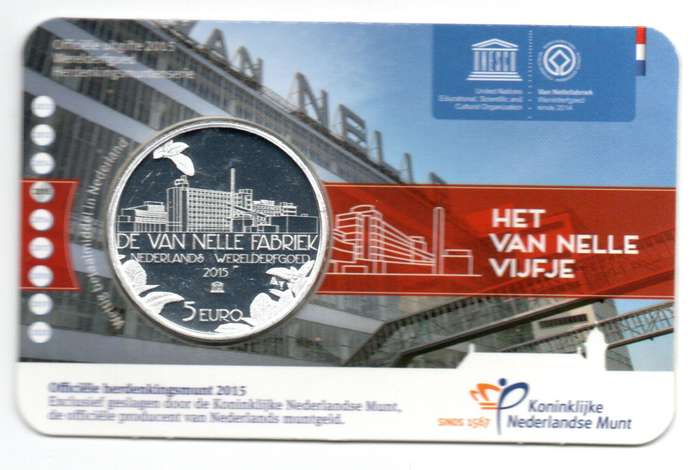 2015 Netherlands Commemorative 5 Euro Van Nellefabriek 15k Minted KM#362
