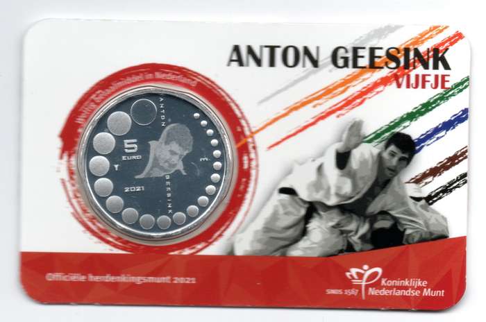 2021 Netherlands Commemorative 5 Euro Anton Geesink 12k Minted KM#422