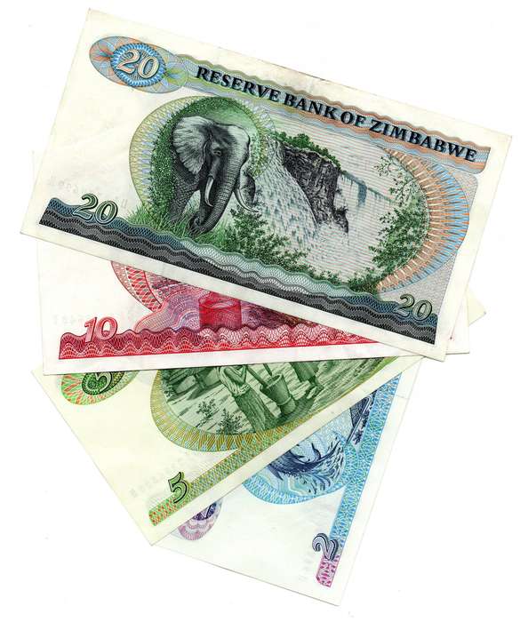 1983 Zimbabwe Type Set: $2 to $20  1983 2 Dollars Pick#1b  1983 5 Dollars Pick#2c  1983 10 Dollars P