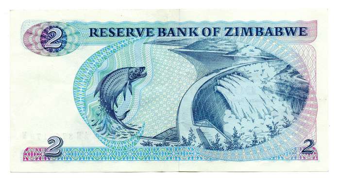 1994 Zimbabwe Type B (Medium Neck) 2 Dollars Pick#1d