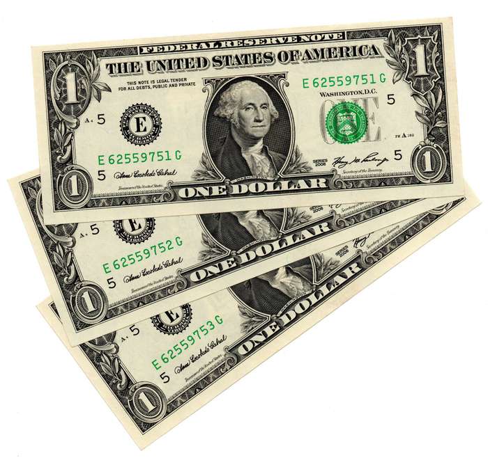 Lot of 3 x 2006 United States of America Consecutive Lof of slight Off-centre 1 Dollars "E 625597551