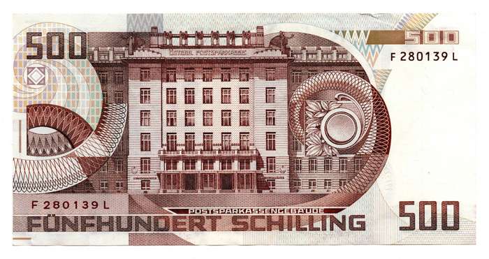 1986 Austria 500 Schilling Pick#151 left top corner and bottom right corner creases