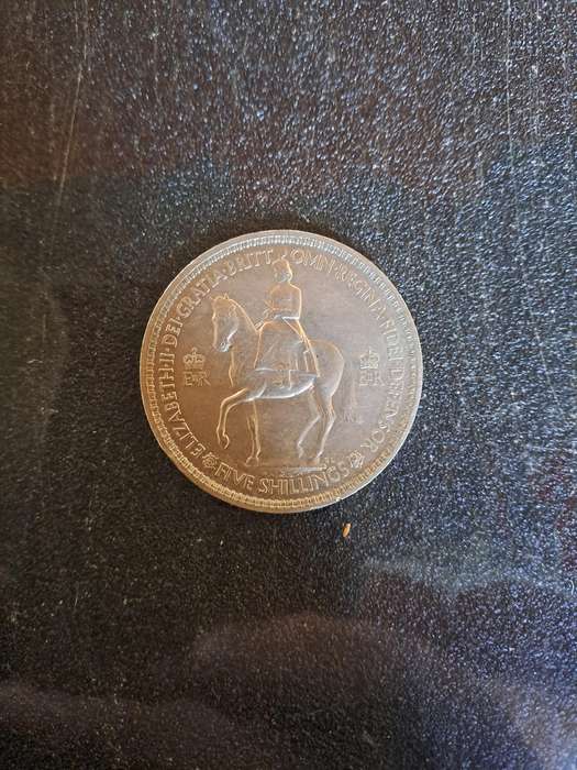 1953 Queen Elizabeth II Coronation Crown, a commemorative five-shilling coin issued to celebrate her