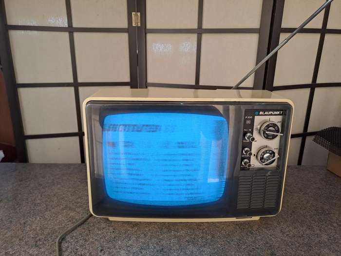 Vintage 1970's Blaupunkt black and white portable tv with built in radio