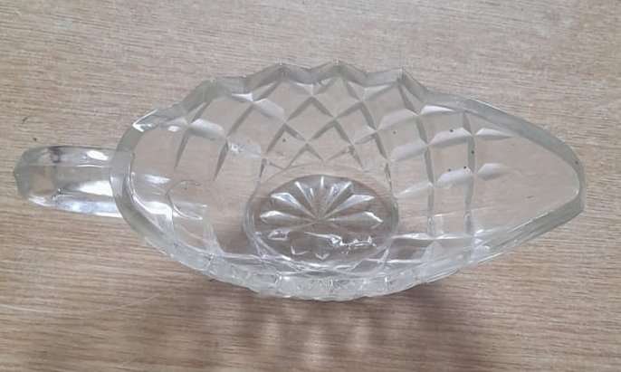 vintage pressed glass gravy boat 1950s