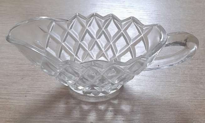 vintage pressed glass gravy boat 1950s