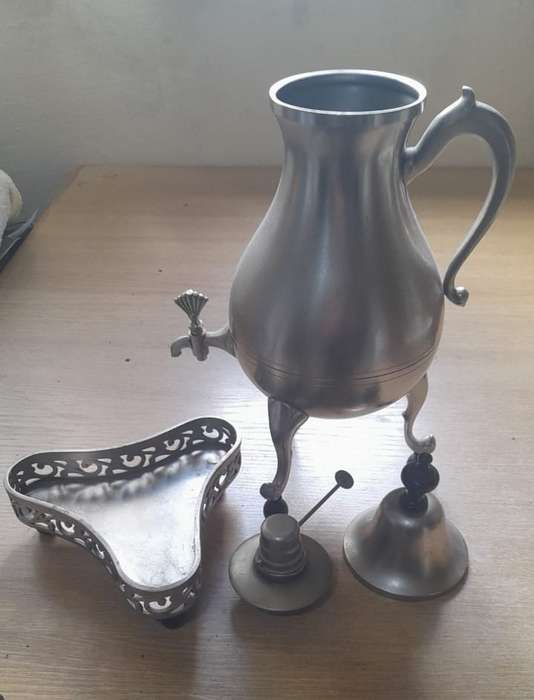 vintage pewter samovar on stand made in Holland