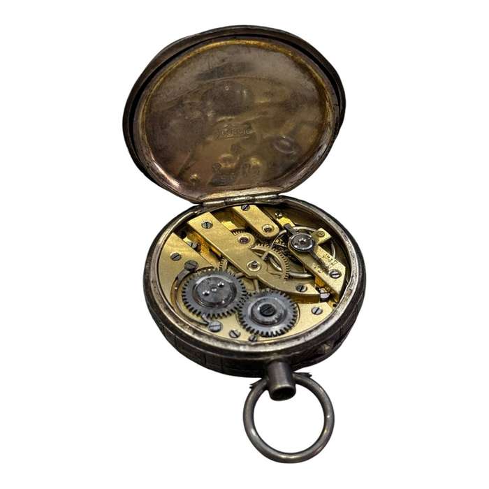 Antique Pocket Watch 0.935 Silver Enamel & Gold Dial 31.5 grams