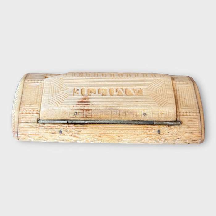 French Carved Bone Snuff Box, c. 1820 to 1860