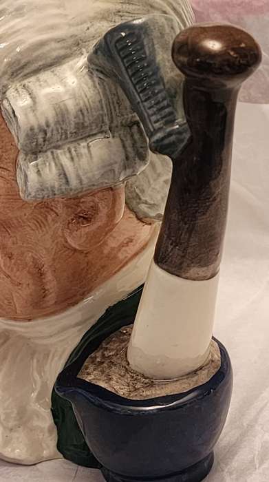 "THE APOTHECARY" D6567- Royal Doulton Character Jug LARGE  with "Mortar & PESTLE handle" fabulous!