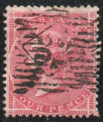 Great Britain 1855-57 QV 4d rose-carmine wmk Large Garter fine used. SG 66. Cat £150 (2022)
