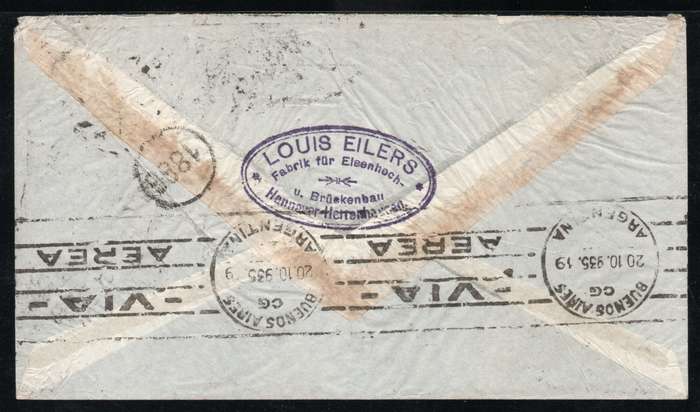 Germany 1935 Air Mail Cover Hannover to Buenos Aires Argentina.