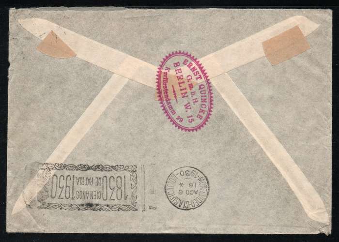 Germany 1930 Air Mail Cover Berlin to Montevideo, Uruguay. Very scarce 1926 2m & 3m Mark Air stamps.
