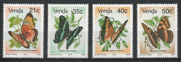 Venda 1990 Butterflies set of 4 unmounted mint. SACC 214-217. Cat R35 (2025)