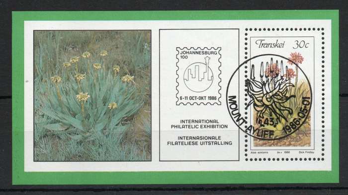 Transkei 1986 Foundation Miniature Sheet cancelled to order. SACC 190a. Cat R10 (2025)