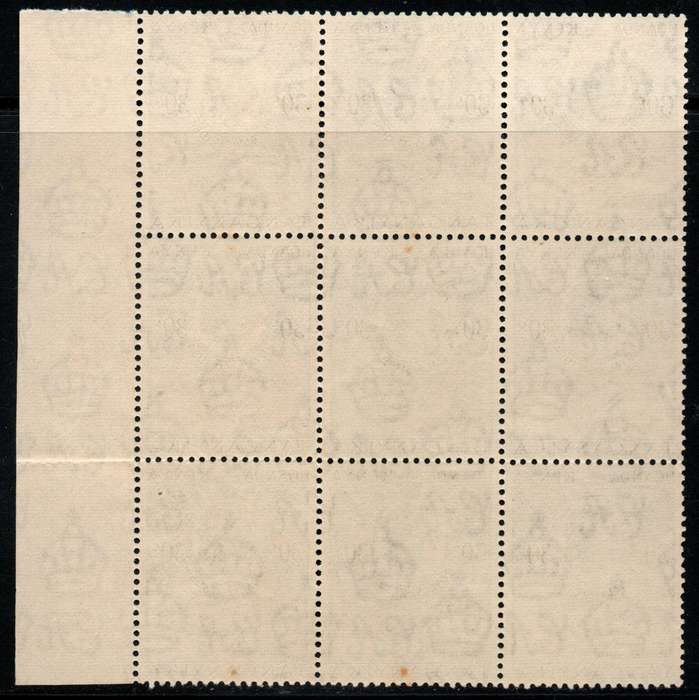 Kenya Uganda Tanganyika 1954 Royal Visit 30c block of 9 unmounted mint. SG 166. Cat £5,40 (2022)