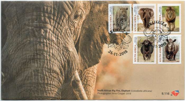South Africa 2018 Big Five set of 5 on FDC 8.116.