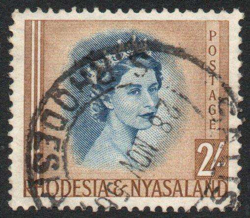 Rhodesia & Nyasaland 1954-56 QEII Definitive 2/- very fine used. SACC 11. Cat R100 (2025)