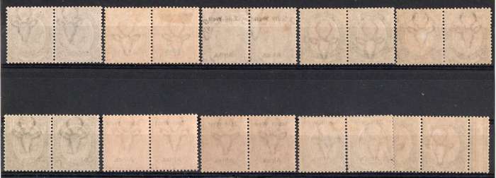 South West Africa 1923 KGV short set of 10 pairs mainly lmm. SACC 1-10. Cat R14820 (2023-25)
