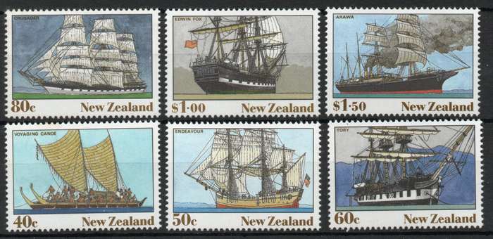 New Zealand 1990 NZ Heritage "ships" set of 6 umm. SG 1541-46. Cat £7,40 (2013)