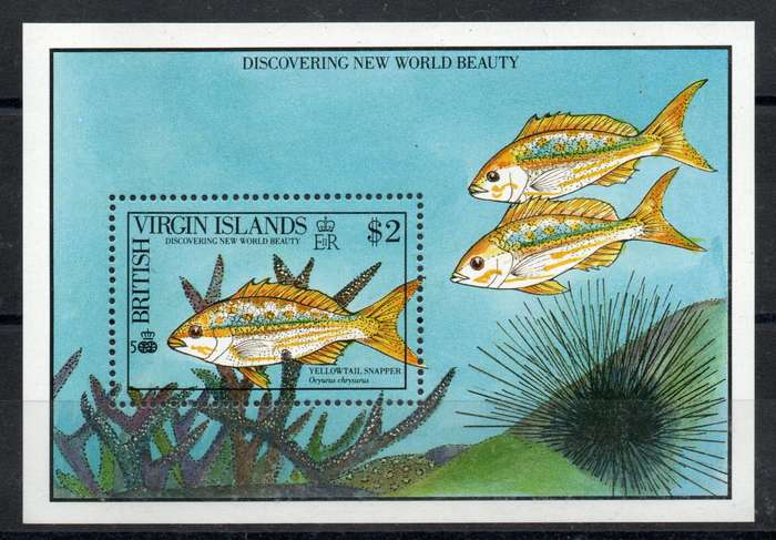 British Virgin Islands 1990 Yellow Tailed Snapper Mini Sheet umm. SG MS 745. Cat £5 (2013)